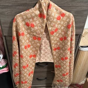 Beige and Orange Monogram Scarf